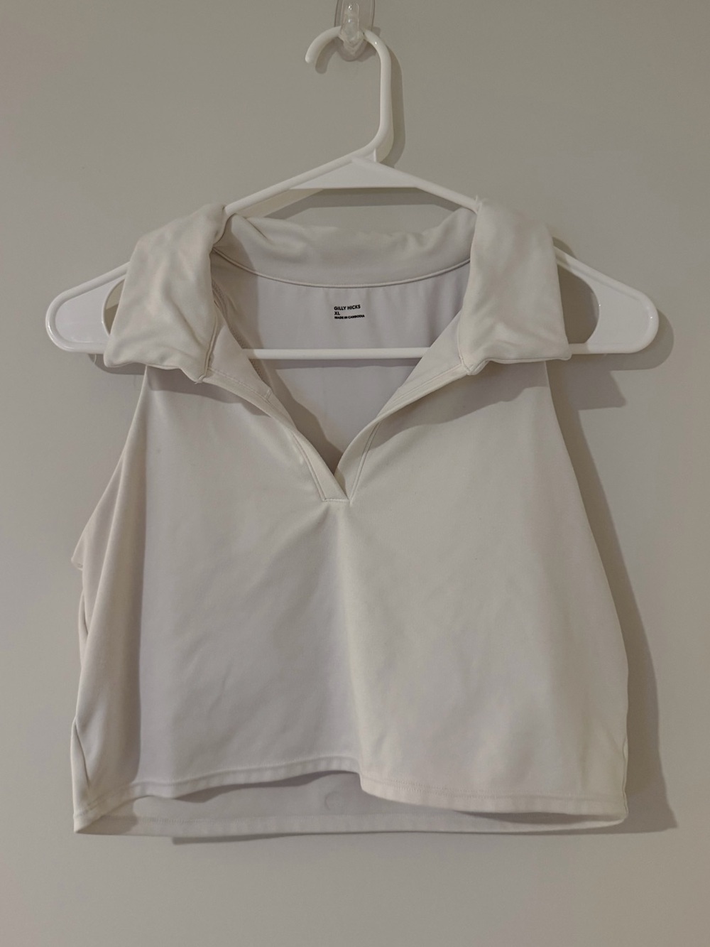 Gilly Hicks White Cropped Sleeveless Collared Polo Top Women’s XL